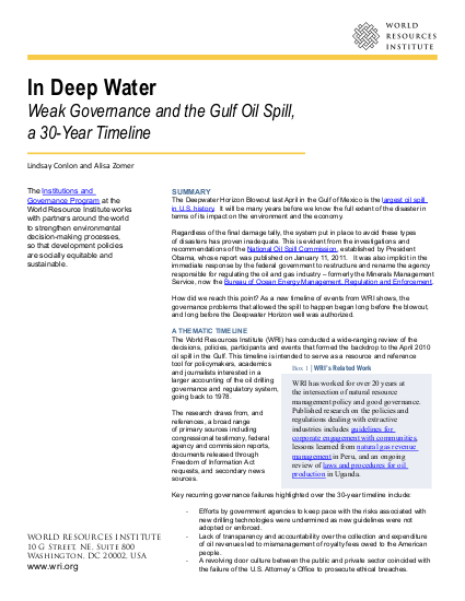 In Deep Water Weak Governance And The Gulf Oil Spill A 30 Year