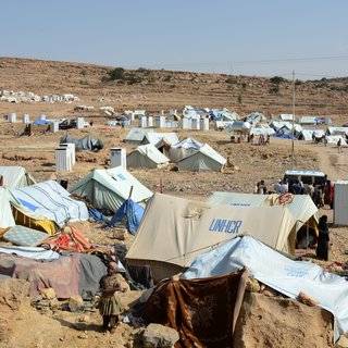 Displacement site in Khamer in Amran Governorate.