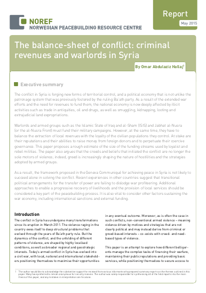 336 hallaj noref clingendael the balance sheet of conflict criminal revenues and warlords in syria apr 2015 final png