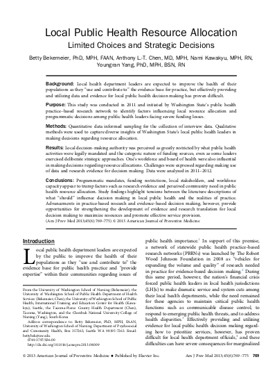 %5Bbekemeier et al 2013%5D local public health resource allocation limited choices and strategic decisions png