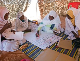 Women attend the Open Day Workshop on Women, Peace and Security in Malha, North Darfur