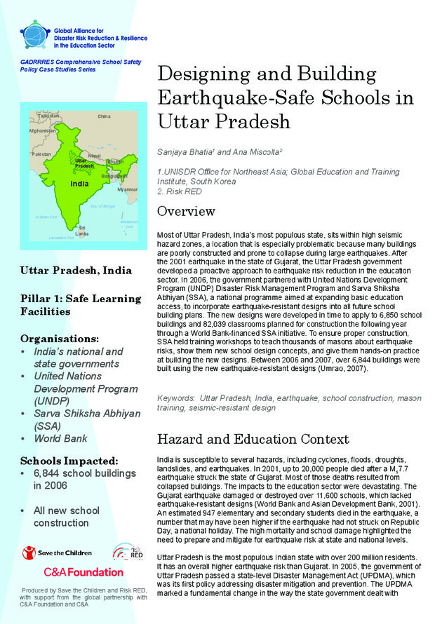 Designing and building earthquake-safe schools in Uttar Pradesh | ALNAP