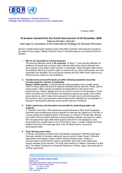 ISDR Ten Lessons from Tsunami 20050107 png