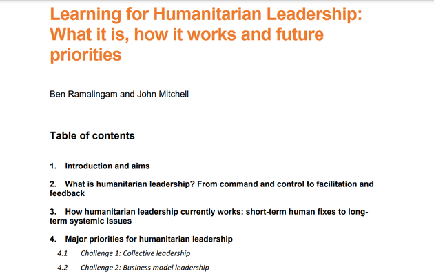 Learning for Humanitarian Leadership: What it is, how it works and ...