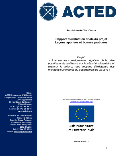 Acted rapport de capitalisation cote divoire soubre png