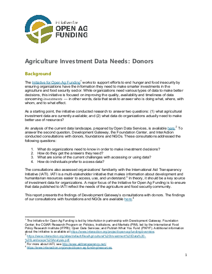 Agriculture investment data needs donors png