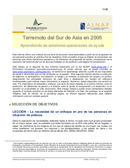 Alnap provention sasia recovery spanish png