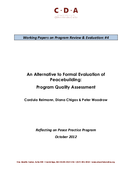 An alternative to formal evaluation of peacebuilding program quality assessment png