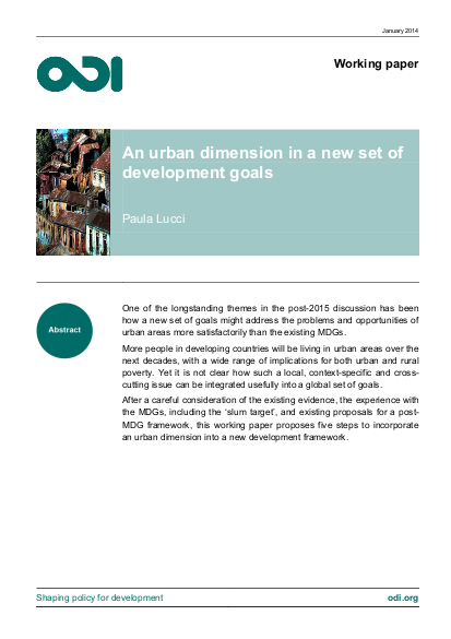 An urban dimension in a new set of development goals odi wo png