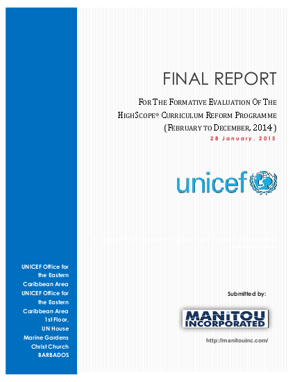 Barbados formative evaluation of the highscope curriculum reform program report png