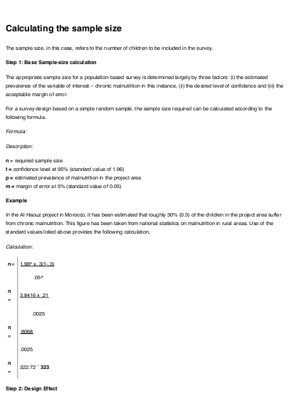 Calculating the sample size png