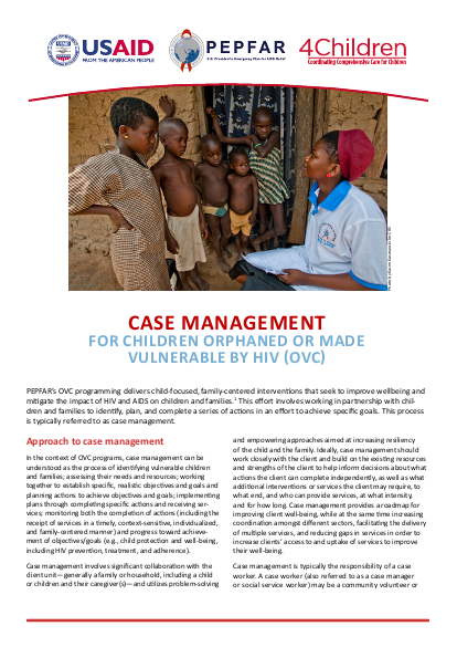 Case management for children orphaned or made vulnerable by hiv png