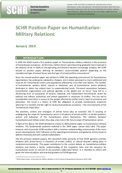 Civmilschr position paper on humanitarian military relations 2010 png