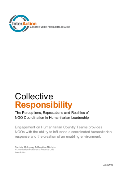 Collective responsiblity ngo coordination in humanitarian leadership june 2013 png