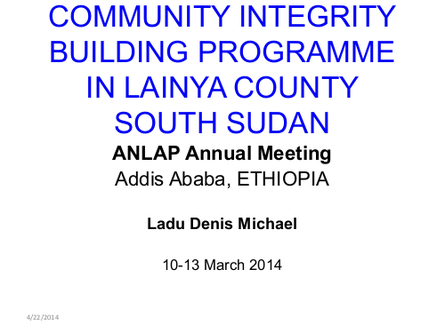 Community integrity building programme in south sudan png