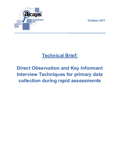 Direct observation and key informant interview techniques for primary data collection during rapid assessments october 2011 png