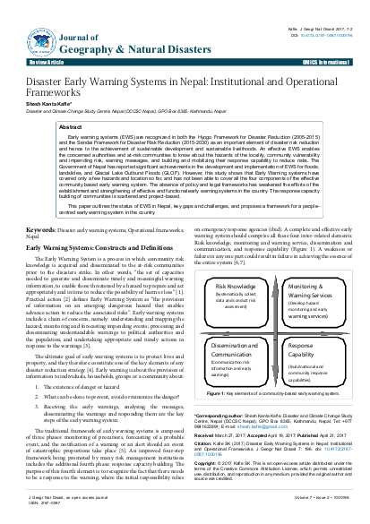 Disaster Early Warning Systems in Nepal: Institutional and Operational ...