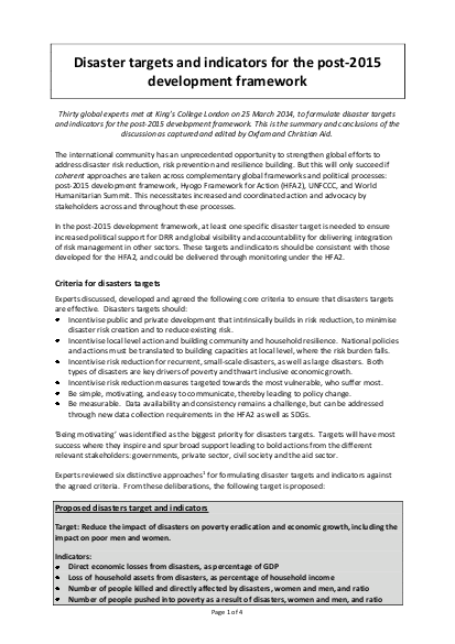 Disaster targets and indicators for the sdgs proposals png