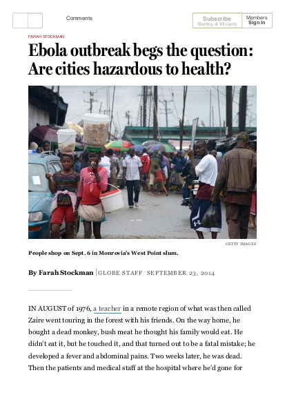 Ebola outbreak begs the question are cities hazardous to health the boston globe png