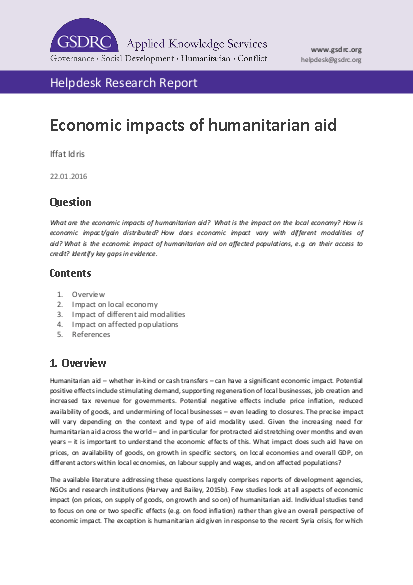 Economic impacts of humanitarian aid png