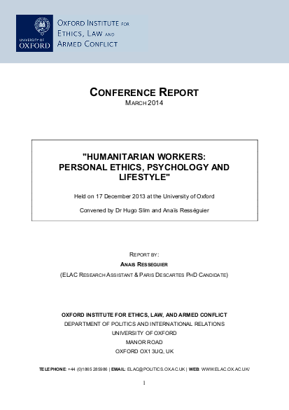 Elac humanitarian workers conference summary report march 2014 png