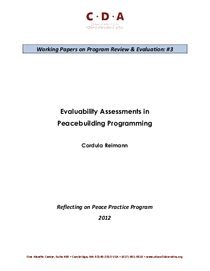 Evaluability assessments in peacebuilding programming png