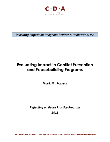 Evaluating impact in conflict prevention and peacebuilding programs png