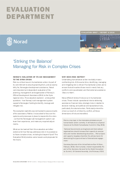 Evaluation brief managing for risk in complex crises norad png