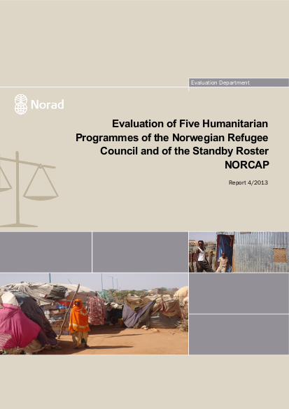 Evaluation of five humanitarian programmes of the norwegian refugee council and of the standby roster norcap png