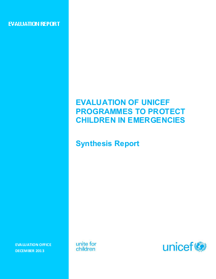 Evaluation of unicef programmes to protect children in emergencies synthesis report png