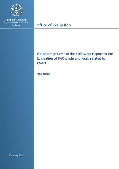 Fao role related to water validation process of the fr 2012 png