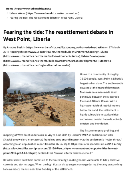 Fearing the tide the resettlement debate in west point%2C liberia urbanafrica net png