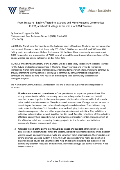 From insecure badly affected to a strong and more prepared community khem%2C a fisherfolk village in the midst of 2004 tsunami png