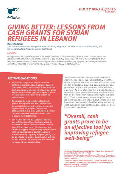 Giving better lessons from cash grants for syrian refugees in lebanon png