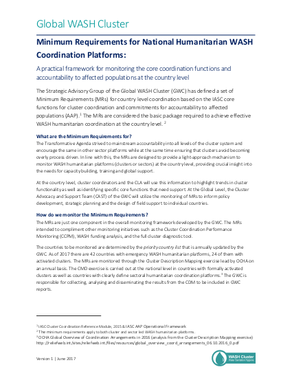 Gwc minimum requirements for national humanitarian wash coordination platforms 20170811 png