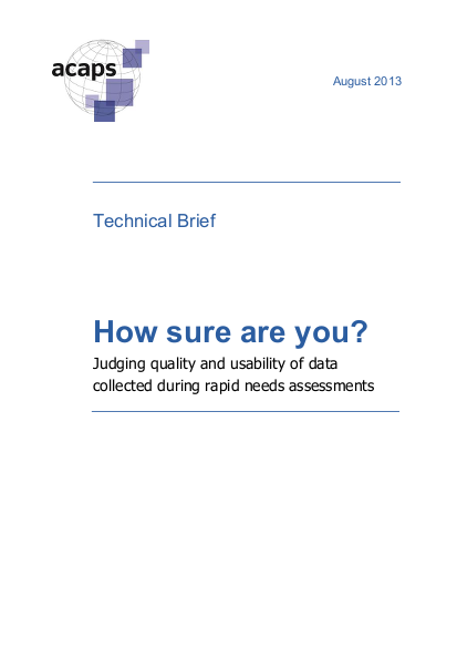 How sure are you judging quality and usability of data collected during rapid needs assessments png