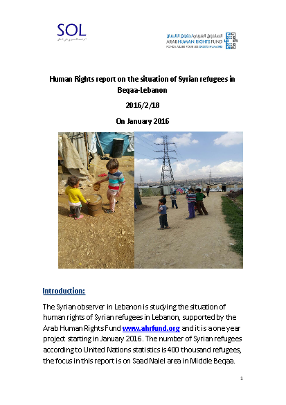 Human rights report syrian refugees beqaa png