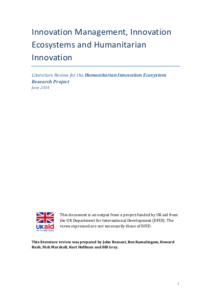 Humanitarian innovation ecosystem research litrev png