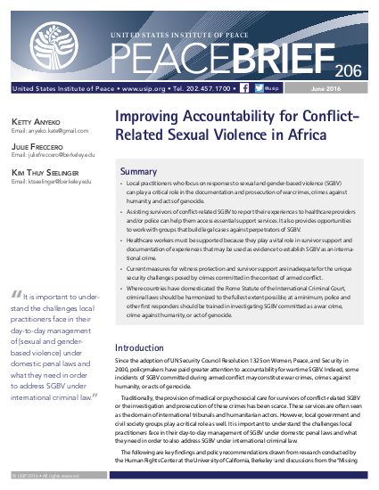 Improving accountability for conflict related sexual violence in africa png