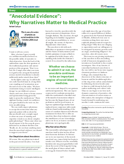 “Anecdotal Evidence”: Why Narratives Matter to Medical Practice | ALNAP