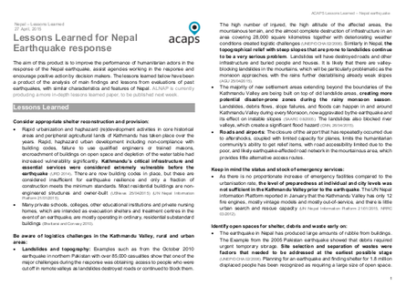 L acaps lessons learned nepal earthquake 27 april 2015 png