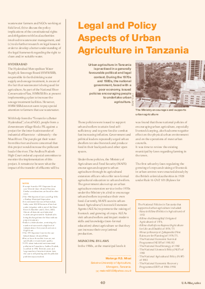 Legal and policy aspects of ua in tanzania png