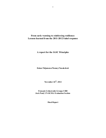 Lesson learning review early action and resilience in the sahel png