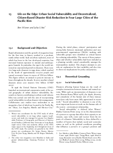 Life on the edge urban social vulnerability and decentralized%2C citizen based disaster risk reduction in four large cities of the pacific rim png