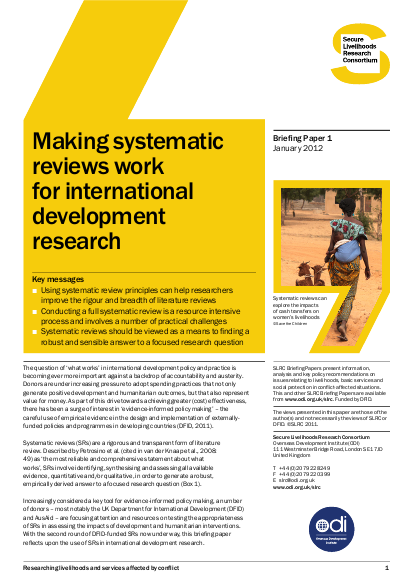 Making systematic reviews work for international development research png