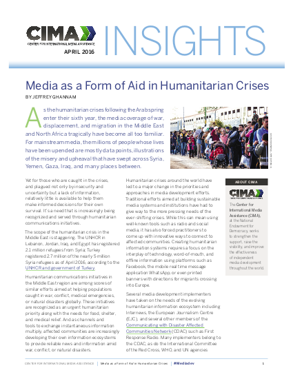 Media as a form of humanitarian aid png