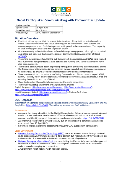 Nepal earthquake response cwc update 1 28 04 2015 png