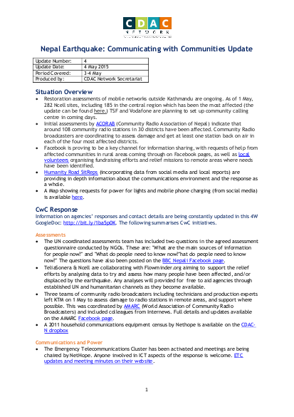 Nepal earthquake response cwc update 4 04 05 2015 png