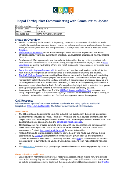 Nepal earthquake response cwc update 5 06 05 2015 png