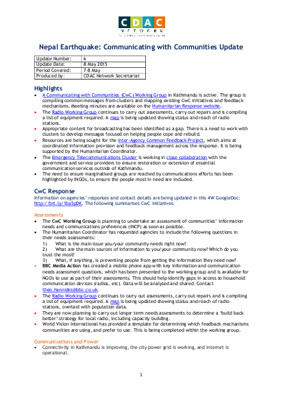 Nepal earthquake response cwc update 6 08 05 2015 png